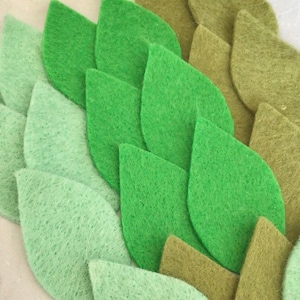 Foglie di feltro verde, kit di foglie di feltro fustellate