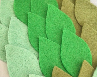 Green Felt Leaves, Die Cut Felt Leaf Kit