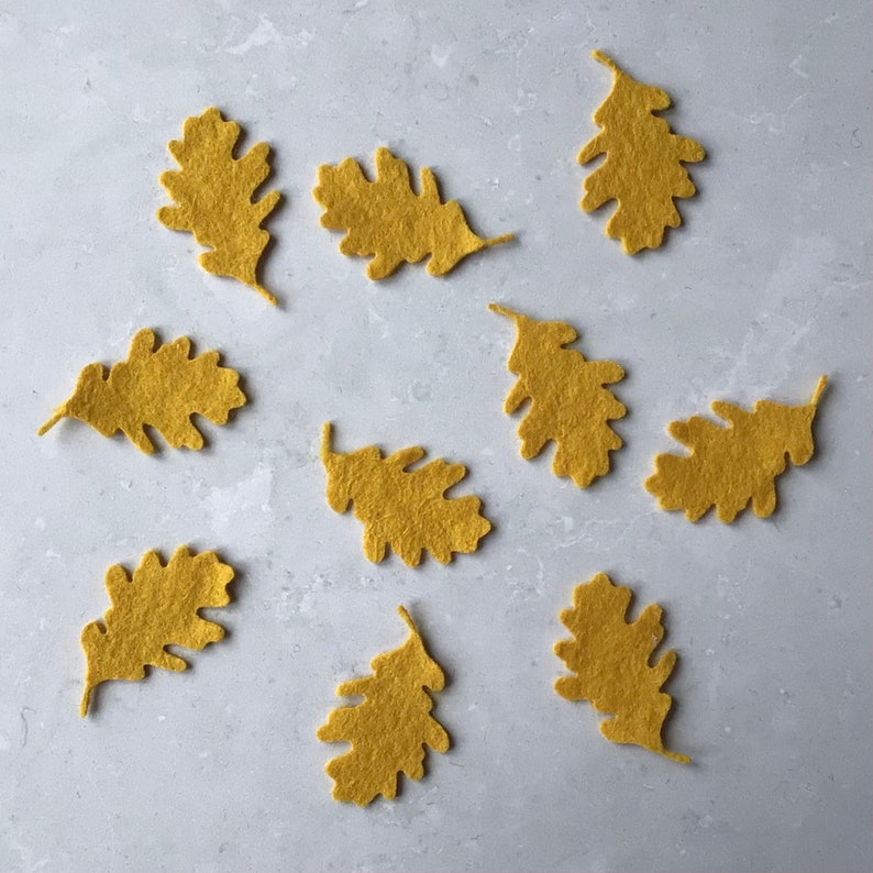 Small Felt Oak Leaves, Die cut oak leaves, Felt Autumn Leaves image 3