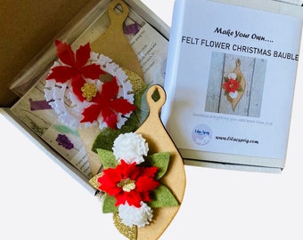 Christmas Felt Flower Bauble Kit, Make Your Own Kit