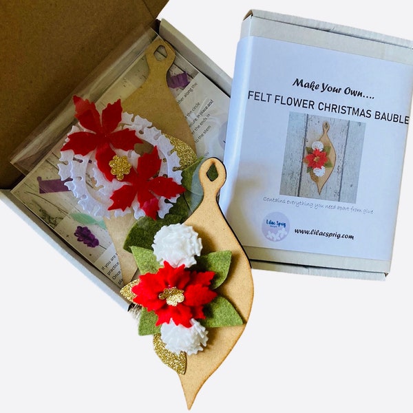 Christmas Felt Flower Bauble Kit, Make Your Own Kit