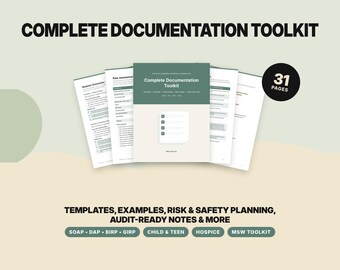Complete Social Work Documentation Toolkit | Progress Note Templates, Risk & Safety Planning