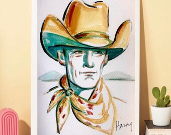 Cowboy Western Art Portrait Rodeo Print