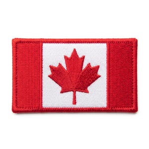 Canadian Flag Patch | Red Maple Leaf Embroidered Applique | Iron-on Sew-on & Velcro Badge for Jackets, Hats and Custom Apparel