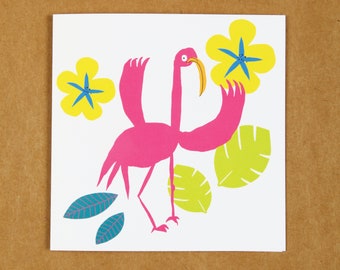 Flamingo and Flowers