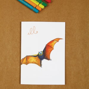 Hola Little Bat / Cumpleaños / Ocasión Tarjeta de felicitación / Ilustración de medios mixtos
