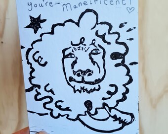 You're MANEIFICENT! A Handmade Lino Print Greeting Card/ Birthday/ Occasion