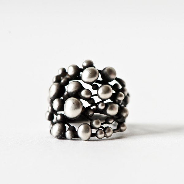 Wire wrapped ring_oxidised silver