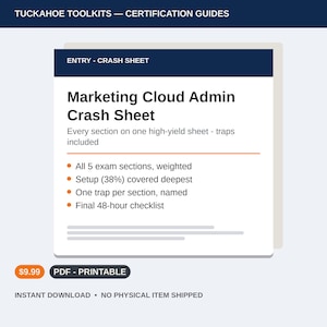 Leitfaden zur Marketing Cloud-Administratorprüfung | Crash-Sheet für Engagement-Administratoren | Salesforce-Zertifizierungsvorbereitung (PDF)
