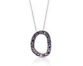 Black Diamond Necklace, Organic Circle Necklace, Bridal Necklace, Solid White Gold Necklace