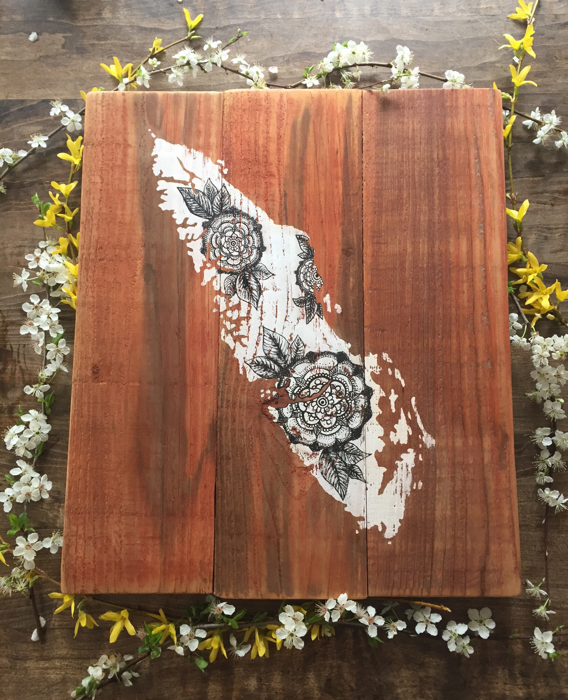 Vintage Floral Island - Large - Reclaimed Wood Rustic Home Decor ... Vintage Floral Island - Large - Reclaimed Wood Rustic Home Decor ...