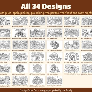 Thanksgiving Coloring Pages for Kids Ages 4-8 | 34 Cute Turkey Printable PDF | Turkey Day with Gus Coloring Book | US Letter + A4 image 3