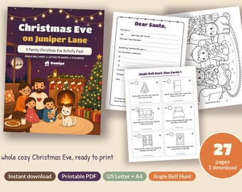 Christmas Eve Box Filler Printable | Christmas Scavenger Hunt for Kids, Letter to Santa, Coloring Pages, Gift Tags | Family Activity PDF