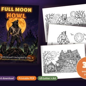 Werewolf Coloring Pages for Kids, 36 Spooky Halloween Coloring Book Printable PDF