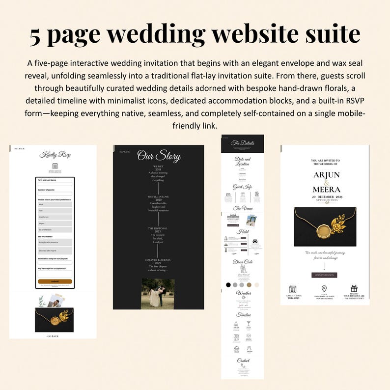 Web Icon Golden Color Wedding Website Template, Wedding Invite Template, Black Gold Old Money ...
