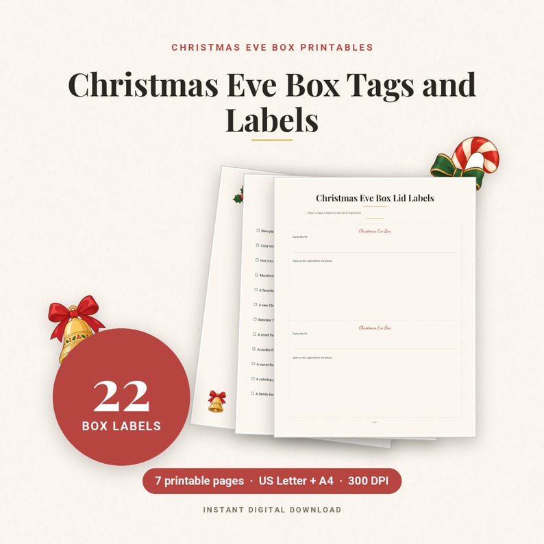Christmas Eve Box Tags, Lid Labels, Gift Checklist and Idea List PDF - Etsy