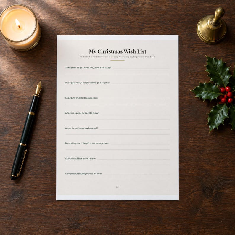 Adult Christmas Wish List Printable, Sizes, Preferences and Links, PDF ...