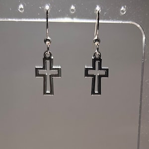 Cross Earring Set in Silver on Stainless Steel Wires *
