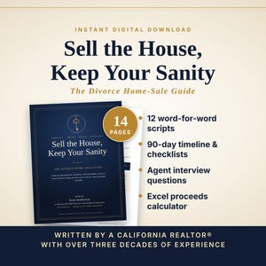 Divorce Home Sale Guide | Selling House During Divorce Checklist, Spouse Scripts, Timeline + Excel Calculator | Instant PDF Download