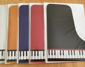 Set of 5 Grand Piano Note Cards or Ornament mix & match to your choice 5 colors red black white orange and blue