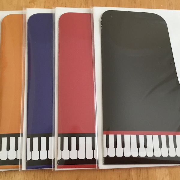 Set of 5 Grand Piano Note Cards or Ornament mix & match to your choice 5 colors red black white orange and blue