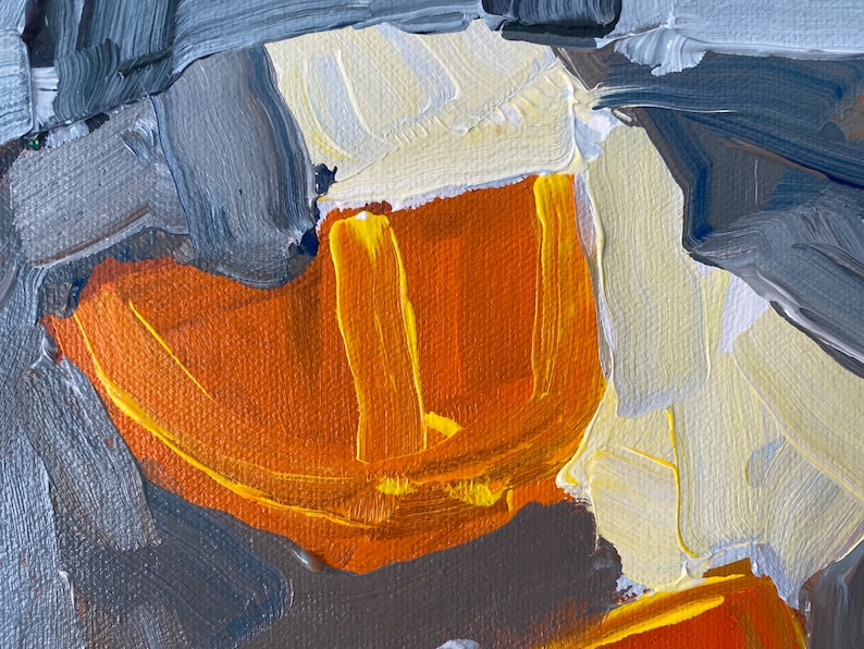 Original abstract acrylic still life 9x12 by Christine Parker, modernimpressionist, oranges image 6