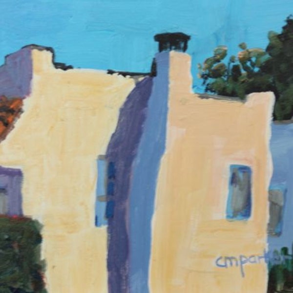 Santa Barbara House, original acrylic painting 5x7"