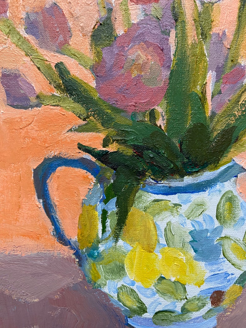 Tulip still life original impressionist acrylic painting on canvas board by Christine Parker Reserved S afbeelding 4