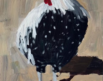 Rooster original acrylic painting by Christine Parker modernimpressionist 12x9 panel