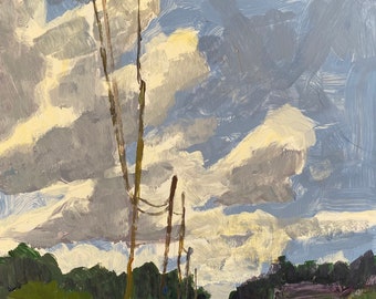 Landscape scenery original acrylic painting on gessobord 10x8 inches by Christine Parker modernimpressionist