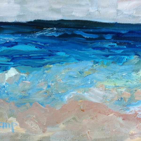 Abstract seascape painting, fine art, original painting, sfa, 8x10 art, wall candy, modernimpressionist