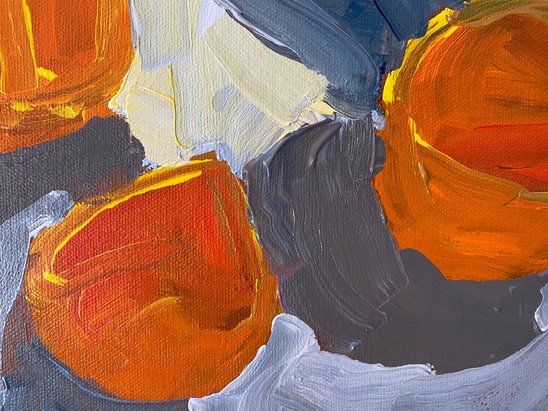 Original abstract acrylic still life 9x12 by Christine Parker, modernimpressionist, oranges image 5