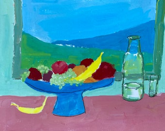 Original gouache still life on paper unframed by Christine Parker modernimpressionist