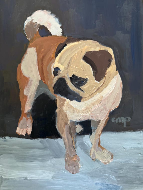 Dog painting original acrylic painting on 12x9 inch paper unframed by Christine Parker modernimpressionist