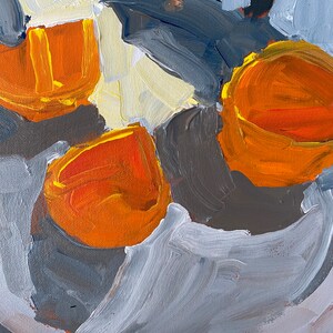 Original abstract acrylic still life 9x12 by Christine Parker, modernimpressionist, oranges image 3