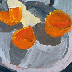 Original abstract acrylic still life 9x12 by Christine Parker, modernimpressionist, oranges image 10