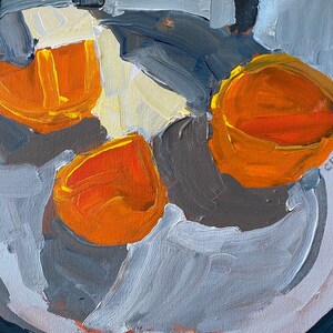 Original abstract acrylic still life 9x12 by Christine Parker, modernimpressionist, oranges image 9