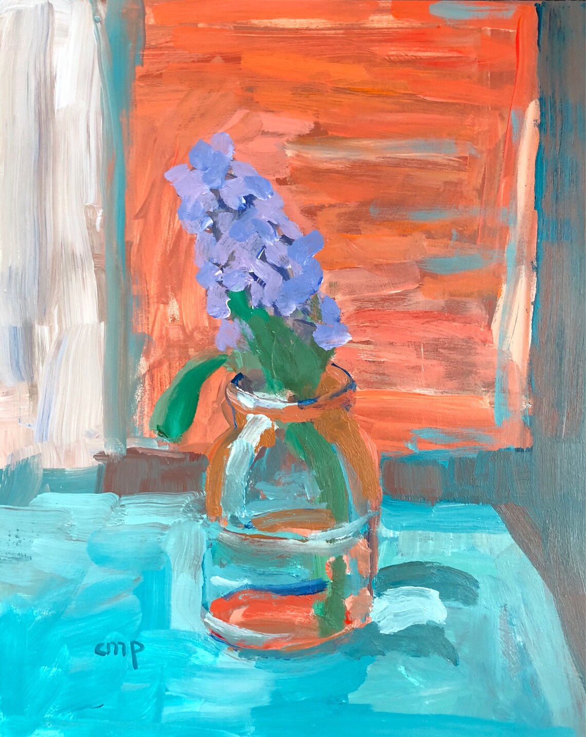 Hyacinth Purple Flower in Vase Floral Still Life Flower Art Etsy