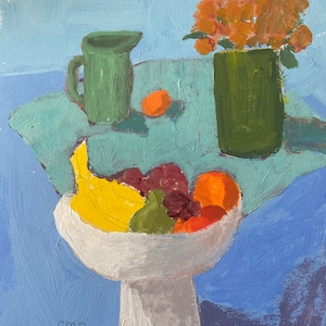Original acrylic painting still life with fruit by Christine Parker 8x6 inches