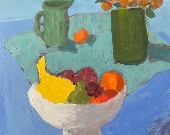 Original acrylic painting still life with fruit by Christine Parker 8x6 inches