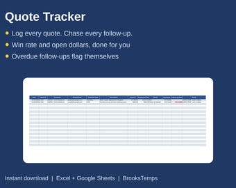 Quote Tracker Spreadsheet for Contractors | Estimate Log with Win Rate Dashboard | Excel and Google Sheets Template