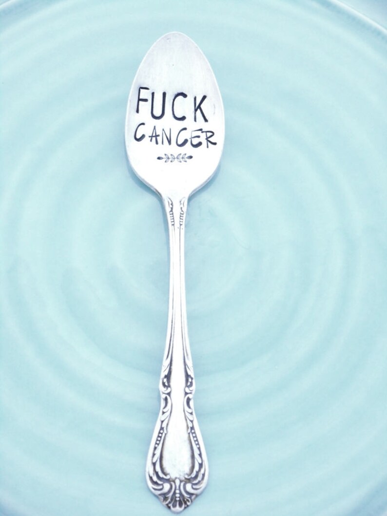 Cancer Sucks Teaspoons Dirty Words Sarcastic Gift Salty Spoon F*CK CANCER Hand Stamped Spoon Cuss Words Hand Stamped Vintage Teaspoon