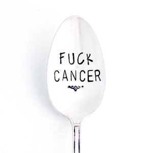 F*CK CANCER Hand Stamped Spoon. Hand Stamped Vintage Teaspoon. Sarcastic Gift. Dirty Words. Cuss Words. Swear Words. Cancer Sucks Teaspoons