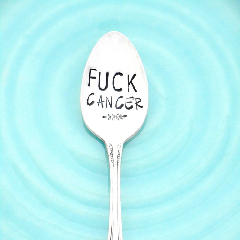 Cancer Sucks Teaspoons Dirty Words Sarcastic Gift Salty Spoon F*CK CANCER Hand Stamped Spoon Cuss Words Hand Stamped Vintage Teaspoon