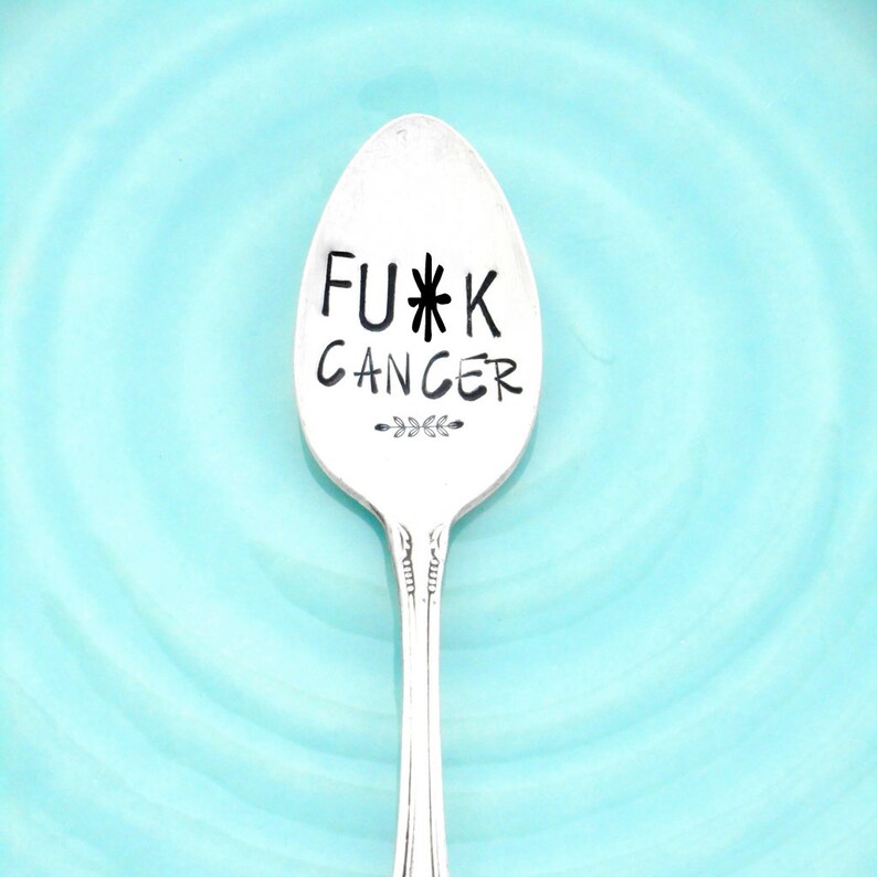 Cancer Sucks Teaspoons Dirty Words Sarcastic Gift Salty Spoon F*CK CANCER Hand Stamped Spoon Cuss Words Hand Stamped Vintage Teaspoon