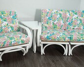 Mid-Century Bamboo 2 Chairs and Triangular Table Set- 3 Pieces