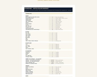 Foglio di calcolo per tenere traccia della collezione di bottiglie di birra artigianale / Lista dei desideri per stile, gradazione alcolica e inventario della cantina / Excel / Fogli Google