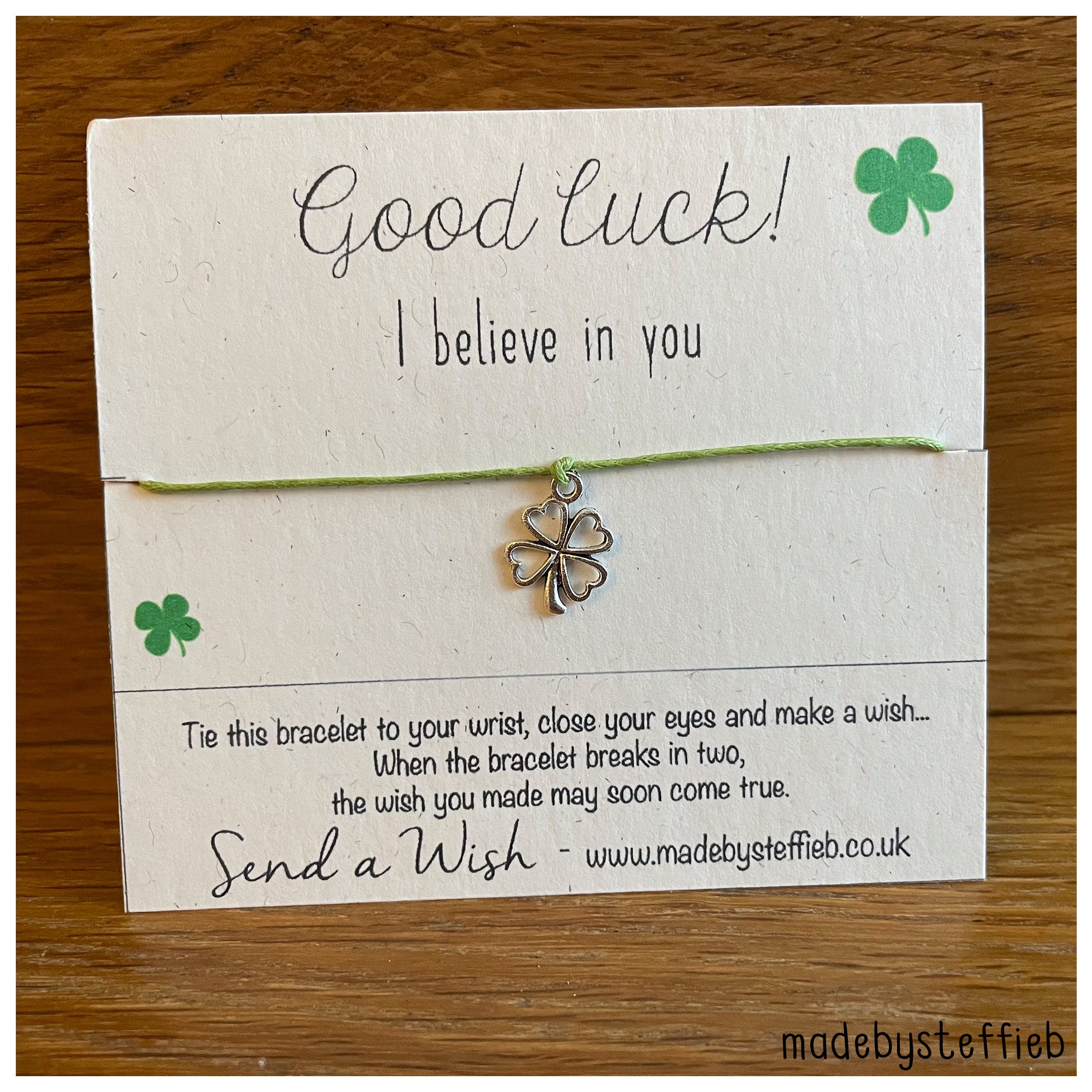 Good luck gift Friendship Bracelet Be Lucky Clover leaf Etsy