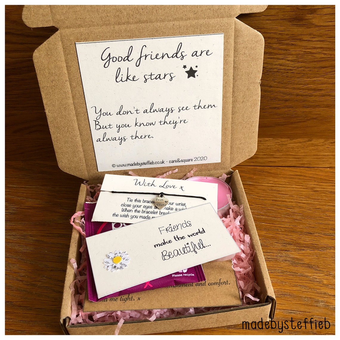 Best Friend box Friendship box Hygge BFF Wish string Etsy