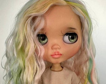 299 Blythe scalp wig RBL TBL fantasy Watercolor mix Highlighted hair fine mixed strands different bright natural doll